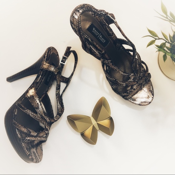 WHBM Karley Copper Metallic Strappy Platform Heels - Picture 8 of 8